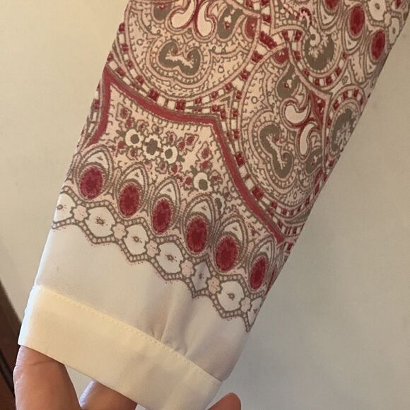 Adrienne Vittadini long sleeve sheer paisley blouse Size S EUC - Picture 3 of 8